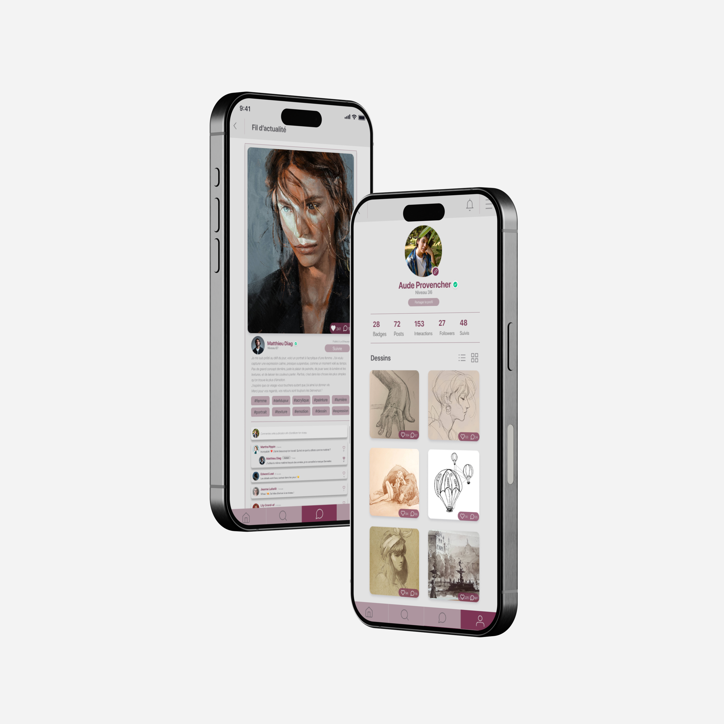 Mockcup de l'application Dailysketch