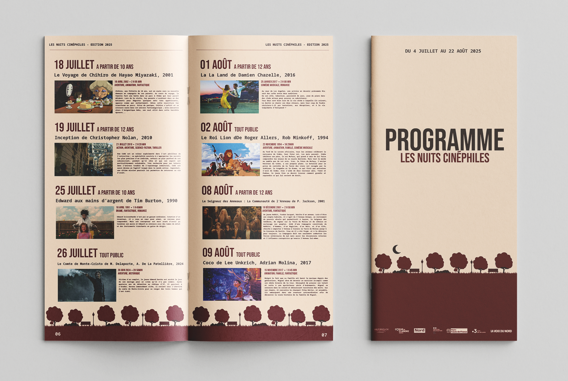 Mockup du programme les nuits cinéphiles