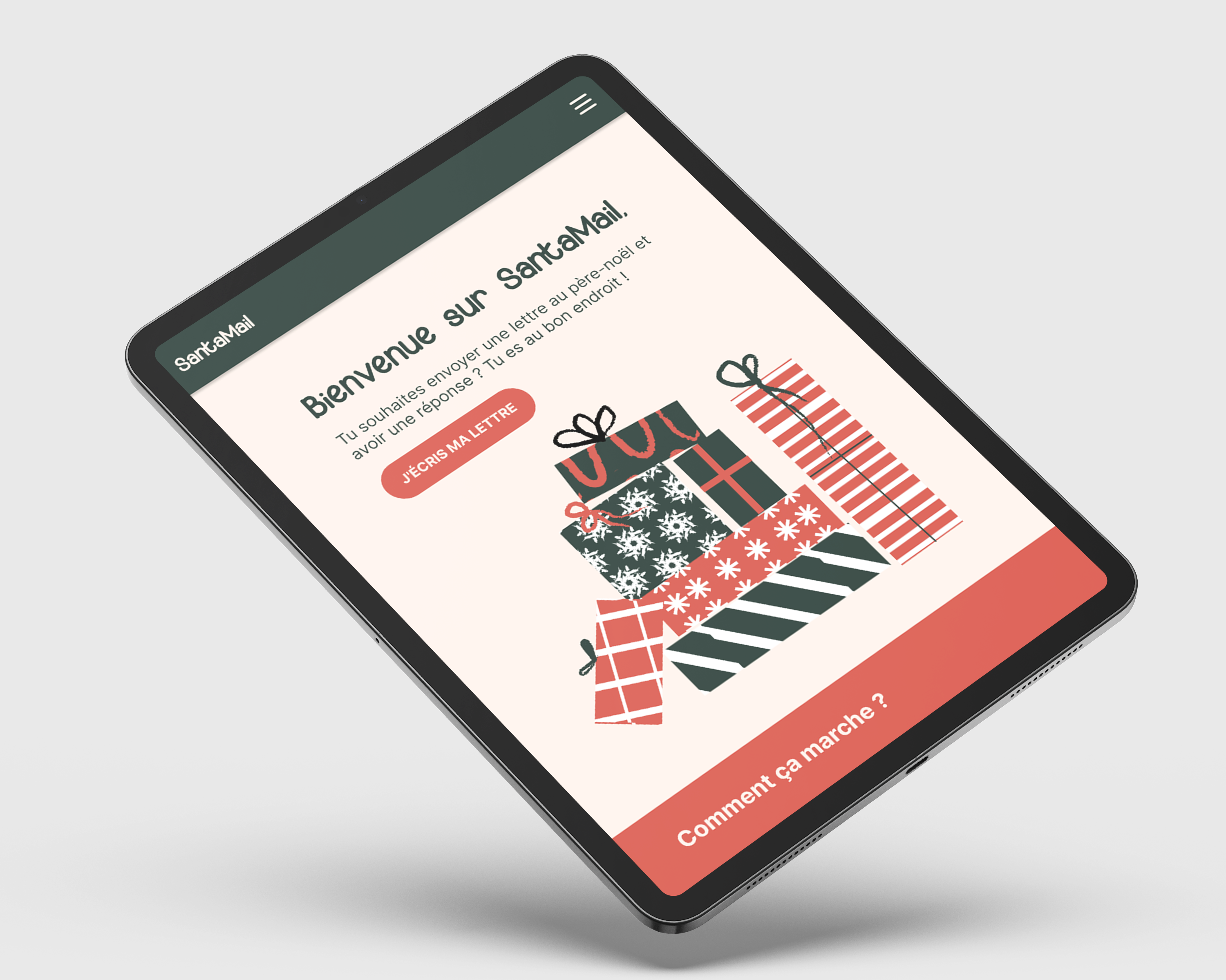 Mockup tablette de la landing page de noël