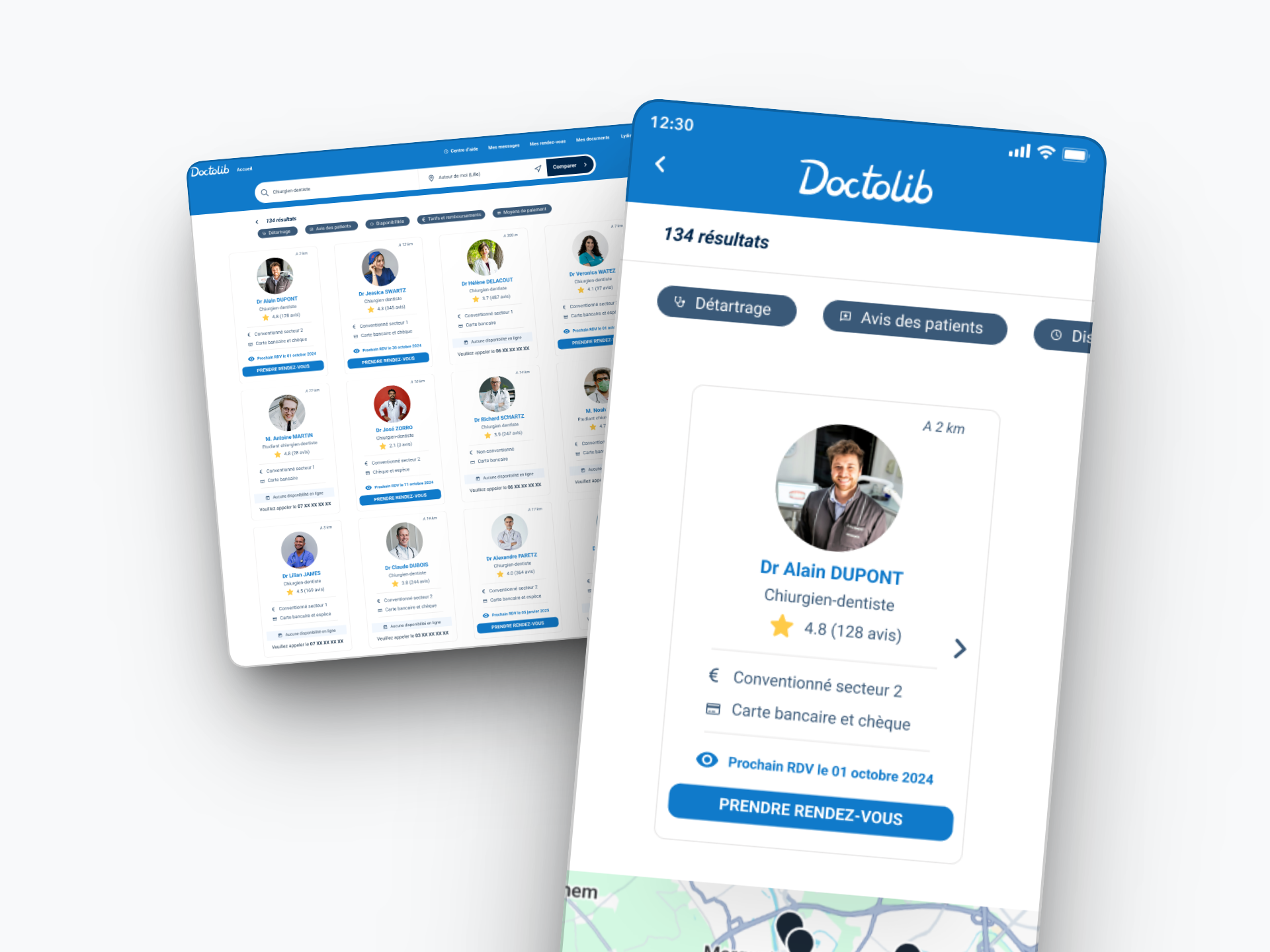 Image des cards des praticiens du projet DOCTOLIB