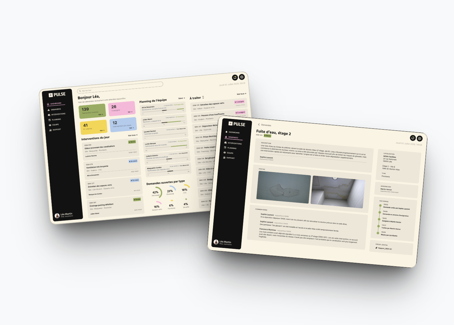 Image du dashboard du projet PULSE